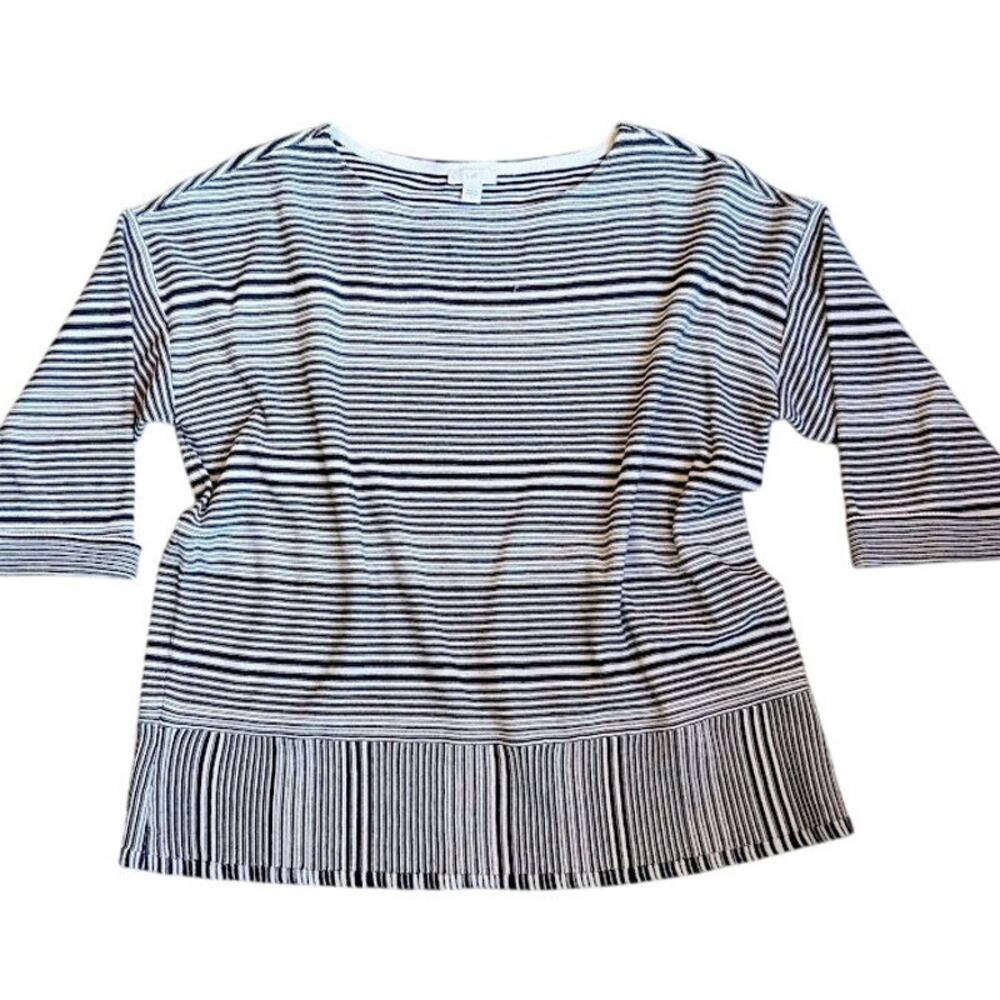 J.Jill Cotton Blend Women's Large Top Basic Everyday Lagenlook Nautical Comfort